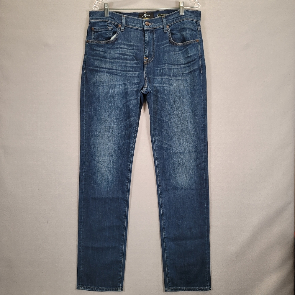 7 For All Mankind Mens Blue Slimmy Jeans Size  34X32.5  Foolproof  Denim